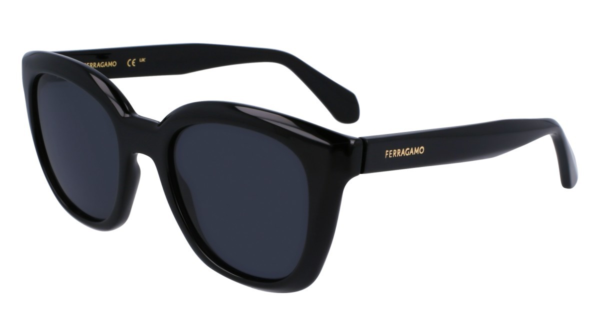 Sonnenbrillen Salvatore Ferragamo SF2000S (001) farbe black form pantos gläser solid grey