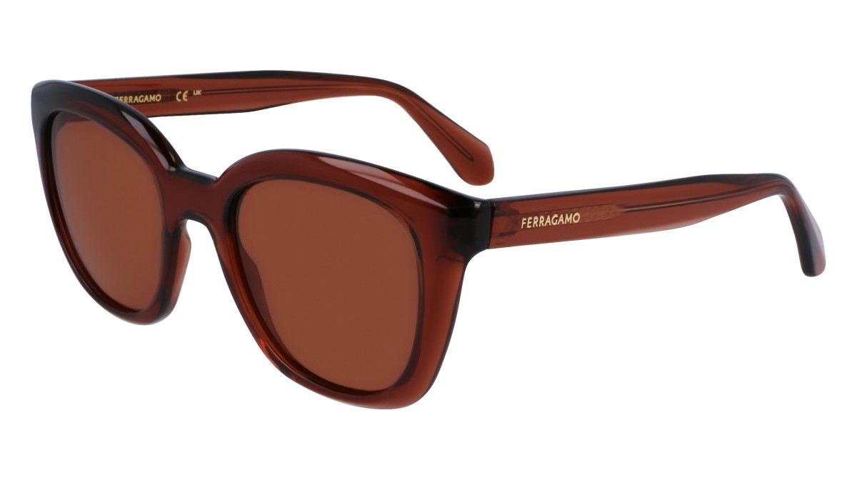 Sonnenbrillen Salvatore Ferragamo SF2000S (232) farbe transparent brown form pantos gläser solid brown