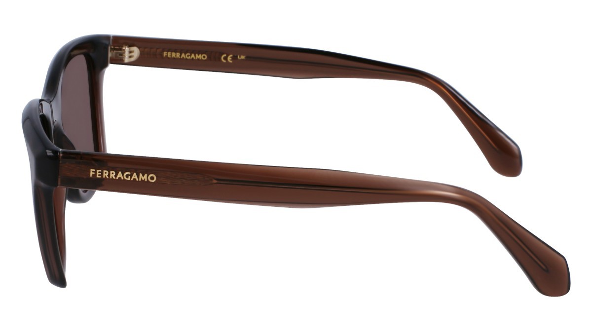 Sonnenbrillen Salvatore Ferragamo SF2001S (232) farbe transparent brown form quadratisch gläser solid brown