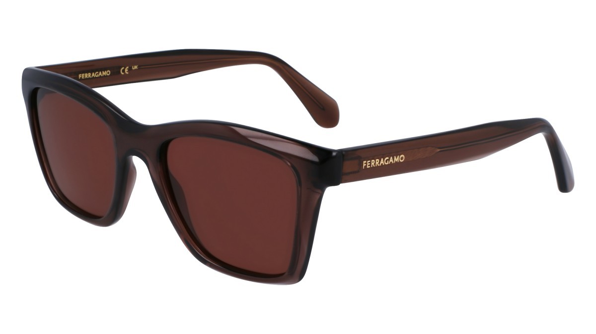 Sonnenbrillen Salvatore Ferragamo SF2001S (232) farbe transparent brown form quadratisch gläser solid brown