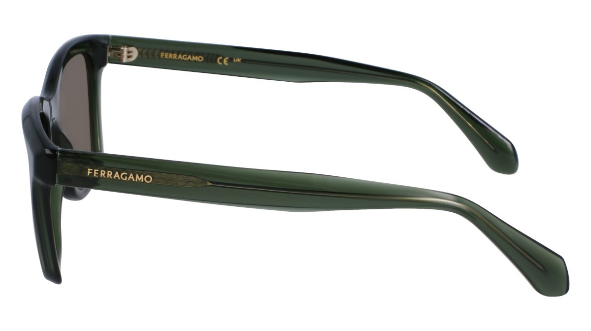 Sonnenbrillen Salvatore Ferragamo SF2001S (320) farbe transparent khaki form quadratisch gläser solid green