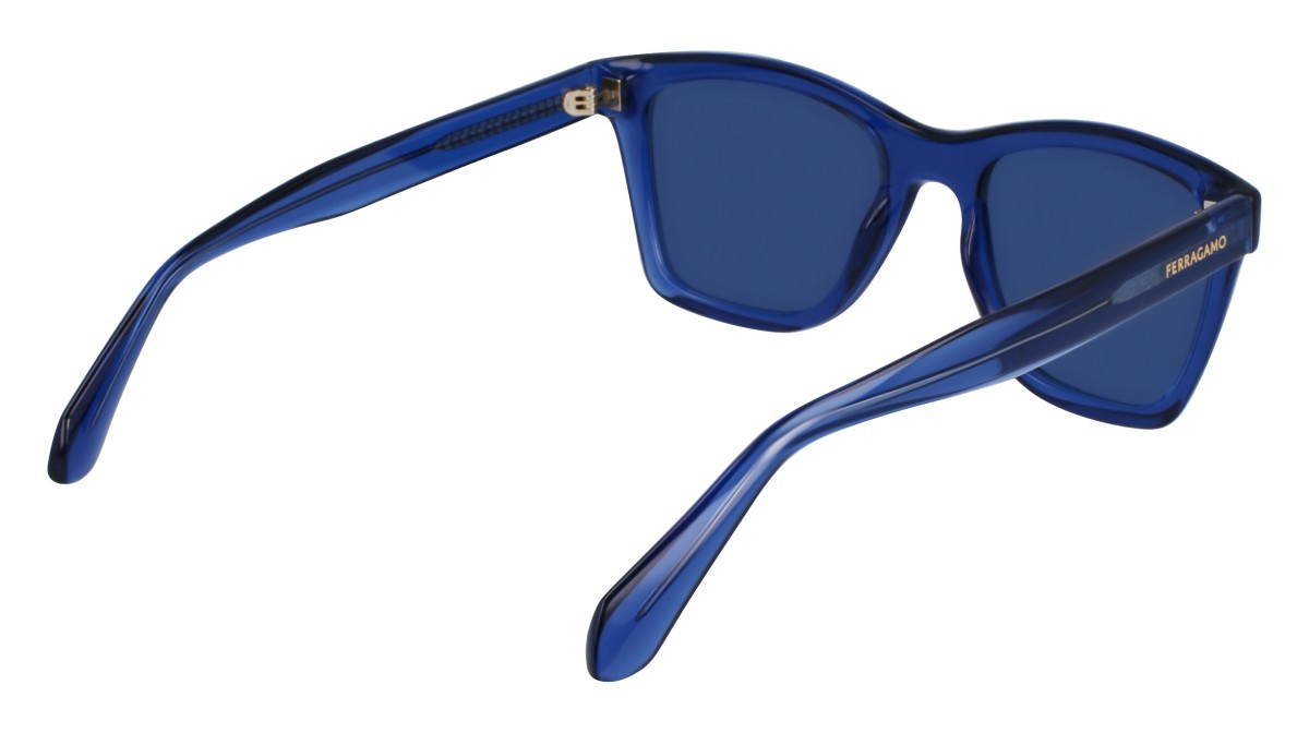Sonnenbrillen Salvatore Ferragamo SF2001S (432) farbe transparent blue form quadratisch gläser solid blue