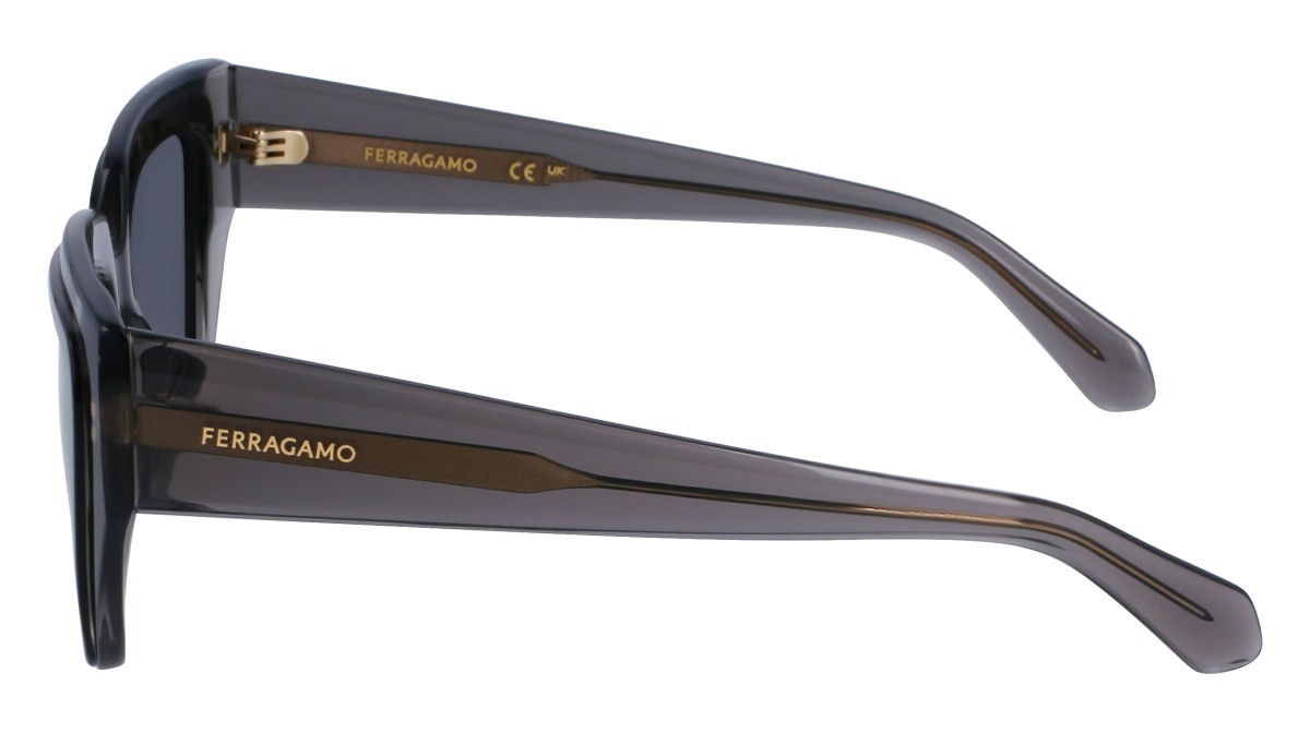 Sonnenbrillen Salvatore Ferragamo SF2002S (024) farbe transparent grey/black form quadratisch gläser solid grey