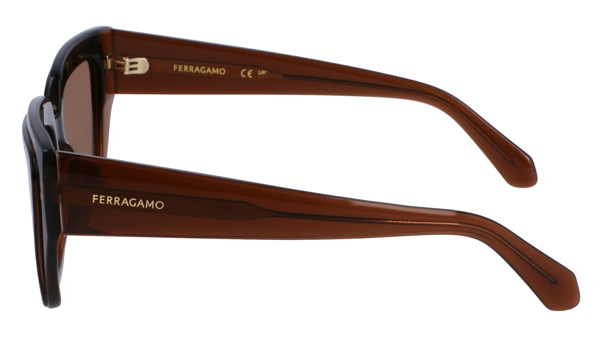 Sonnenbrillen Salvatore Ferragamo SF2002S (233) farbe transparent brown/brown form quadratisch gläser solid brown