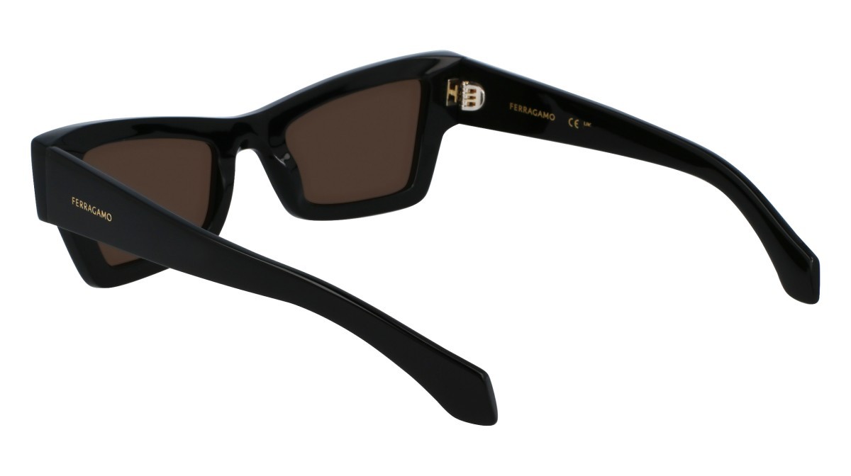 Sonnenbrillen Salvatore Ferragamo SF2006S (001) farbe black form rechteckig gläser solid brown