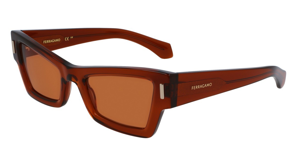 Sonnenbrillen Salvatore Ferragamo SF2006S (232) farbe transparent brown form rechteckig gläser solid light brown