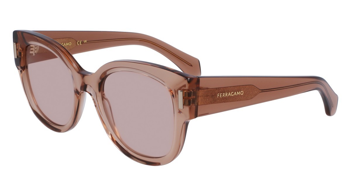 Sonnenbrillen Salvatore Ferragamo SF2007S (260) farbe transparent nude form pantos gläser solid brown