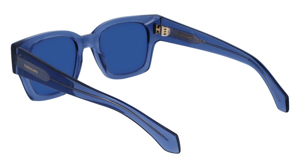 Sonnenbrillen Salvatore Ferragamo SF2010S (432) farbe transparent blue form quadratisch gläser solid blue
