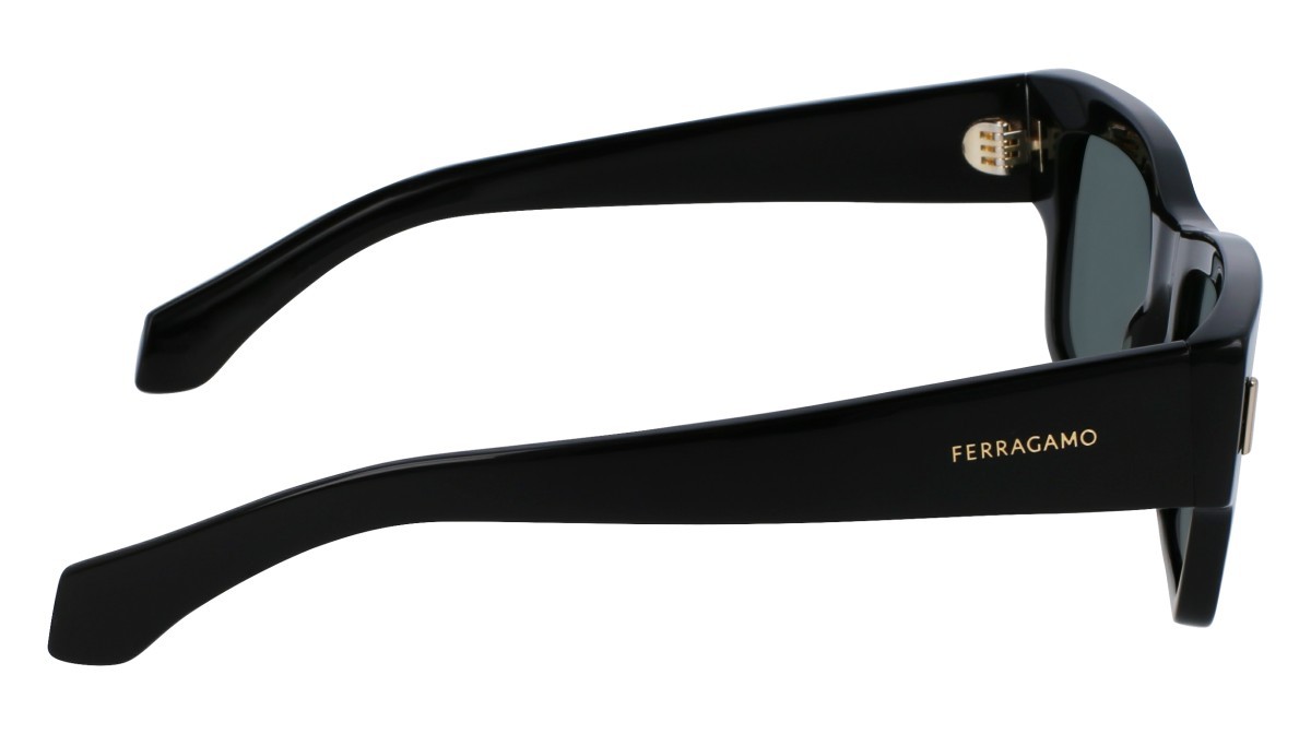 Sonnenbrillen Salvatore Ferragamo SF2011S (001) farbe black form rechteckig gläser solid green