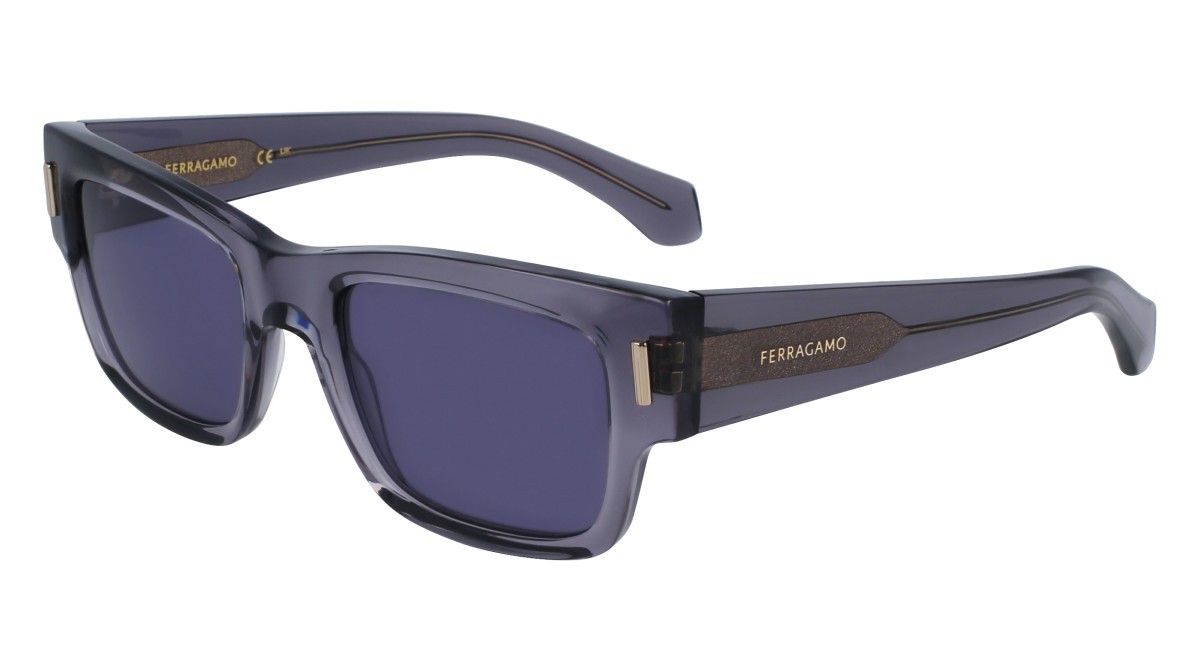 Sonnenbrillen Salvatore Ferragamo SF2011S (020) farbe transparent grey form rechteckig gläser solid bluish grey