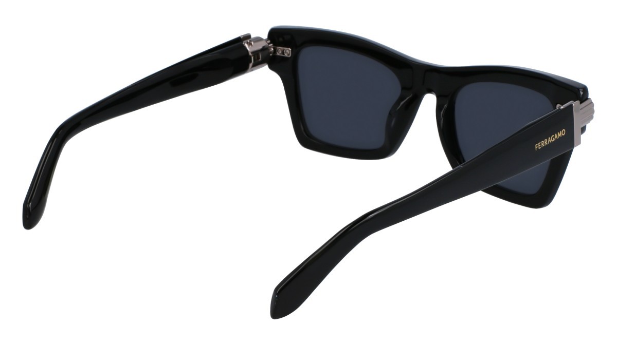 Sonnenbrillen Salvatore Ferragamo SF2013S (001) farbe black form rechteckig gläser solid grey