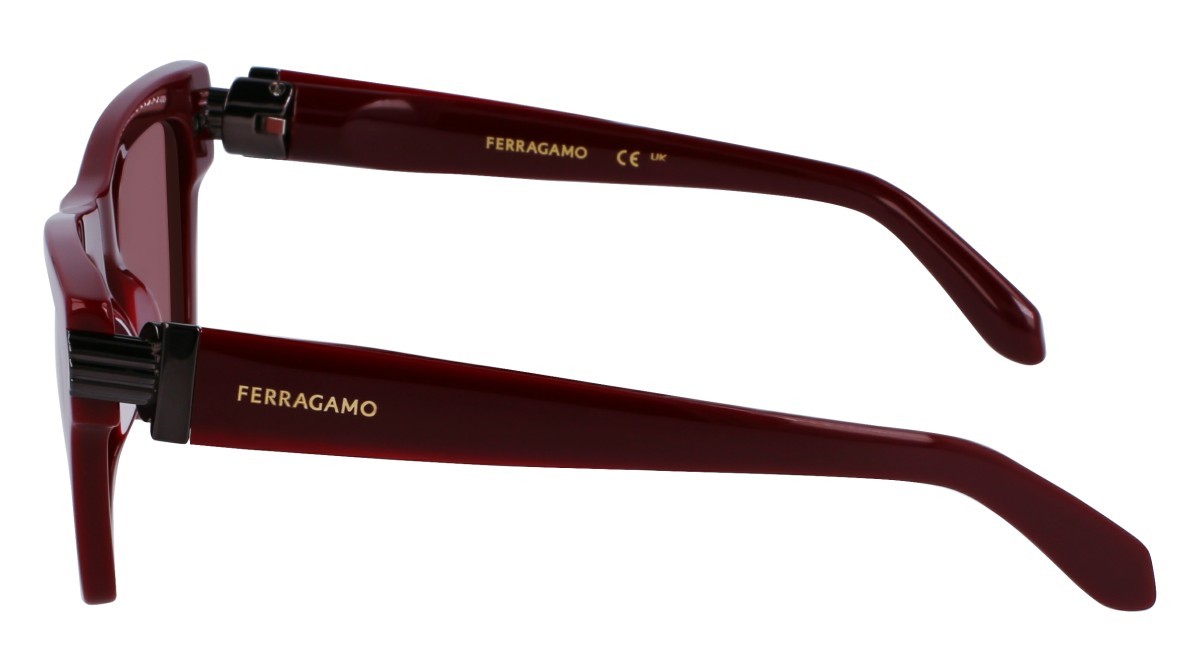 Sonnenbrillen Salvatore Ferragamo SF2013S (606) farbe burgundy form rechteckig gläser solid wine