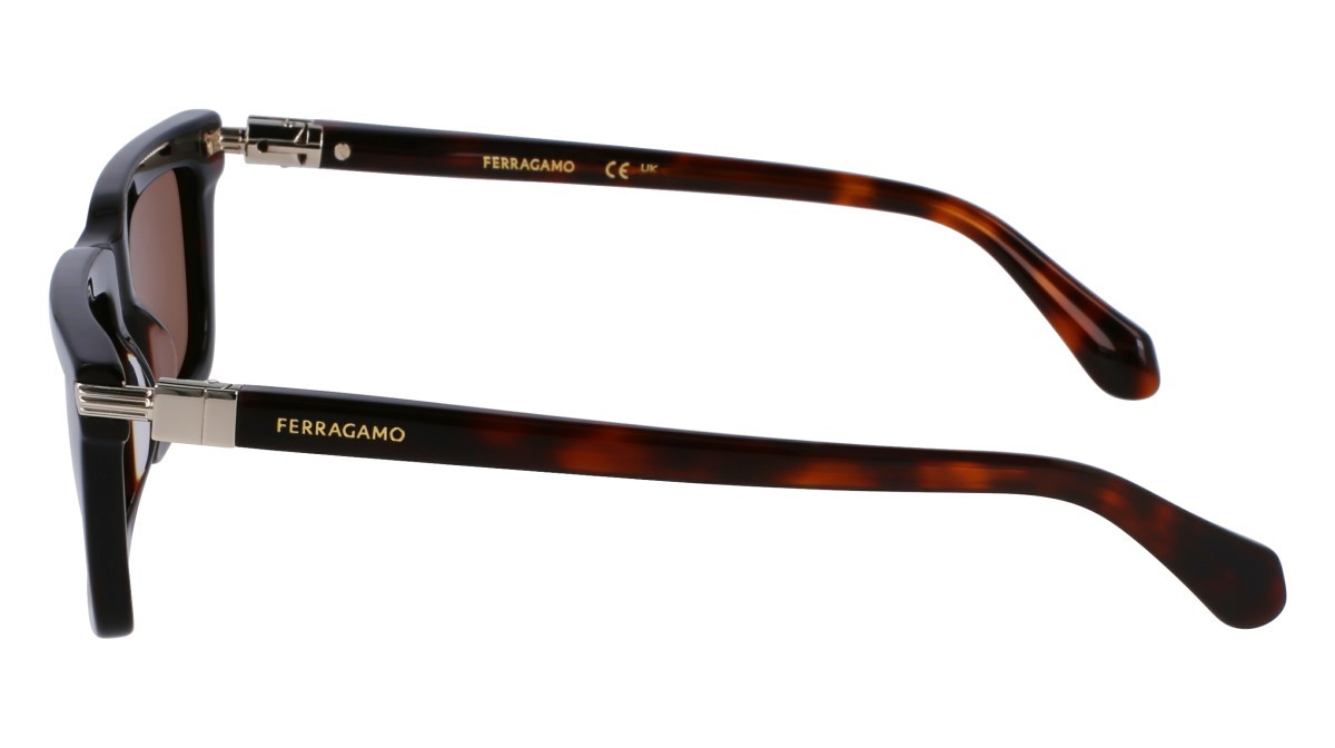 Sonnenbrillen Salvatore Ferragamo SF2015S (242) farbe dark tortoise form rechteckig gläser solid brown
