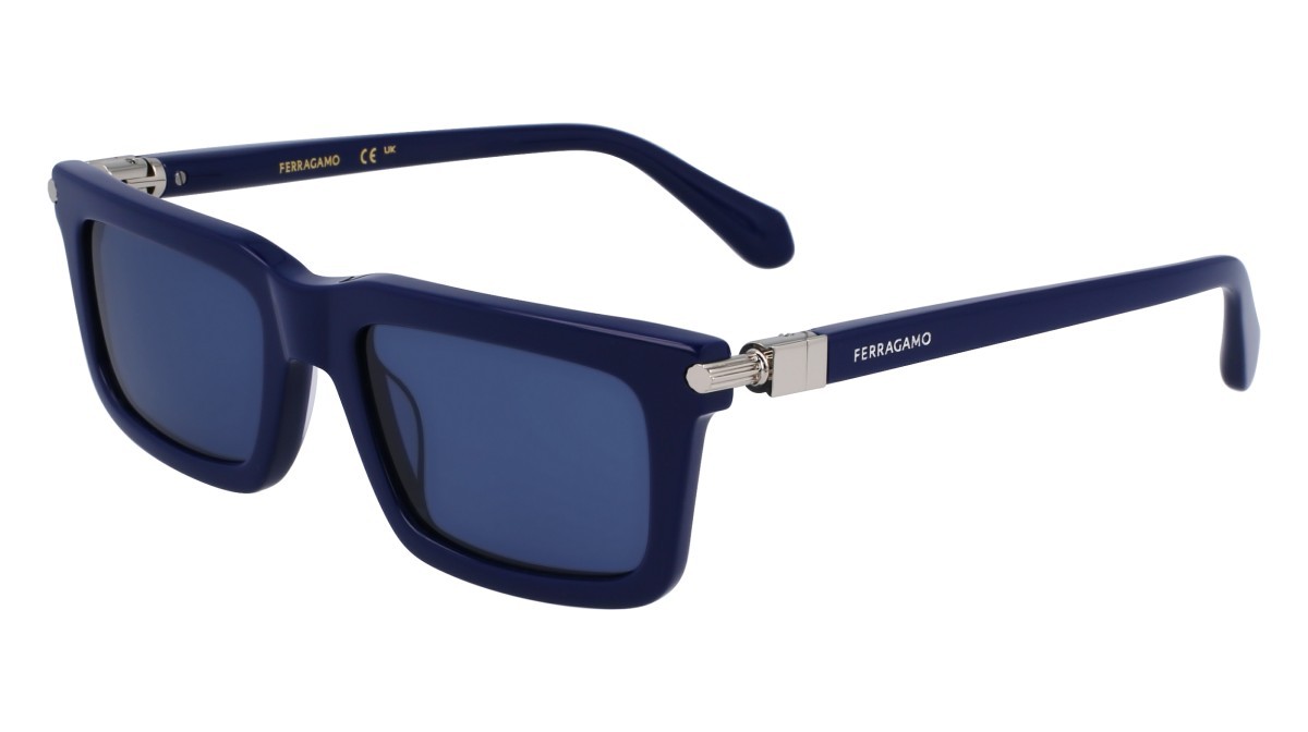 Sonnenbrillen Salvatore Ferragamo SF2015S (414) farbe blue navy form rechteckig gläser solid blue