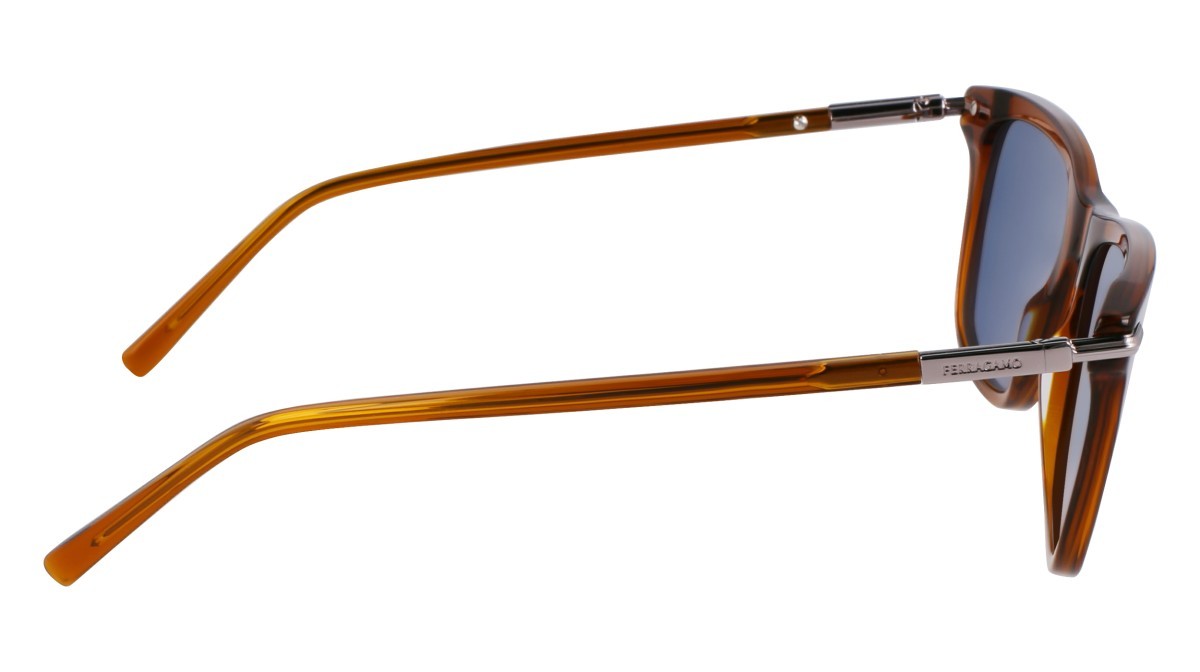 Sunglasses Salvatore Ferragamo SF2028S (232) color transparent brown shape rectangle lenses solid blue