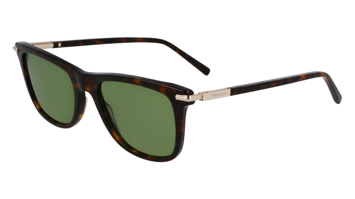 Sunglasses Salvatore Ferragamo SF2028S (242) color dark tortoise shape rectangle lenses solid green