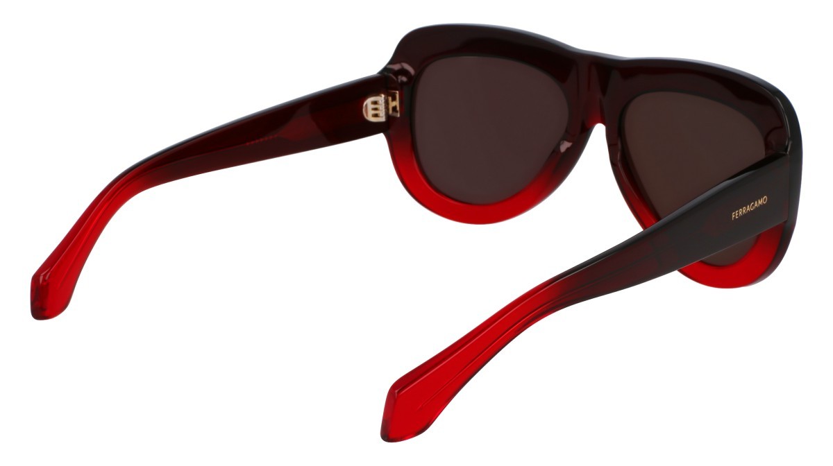 Sonnenbrillen Salvatore Ferragamo SF2029SE (615) farbe gradient transparent dark red form aviator gläser solid brown