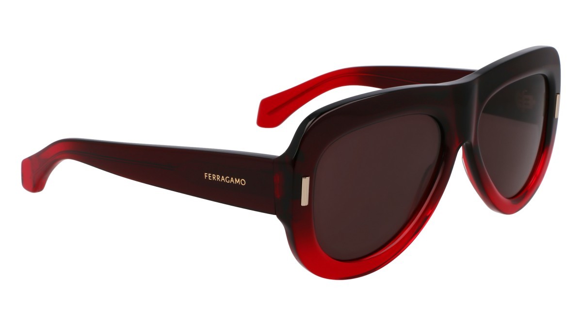Sonnenbrillen Salvatore Ferragamo SF2029SE (615) farbe gradient transparent dark red form aviator gläser solid brown