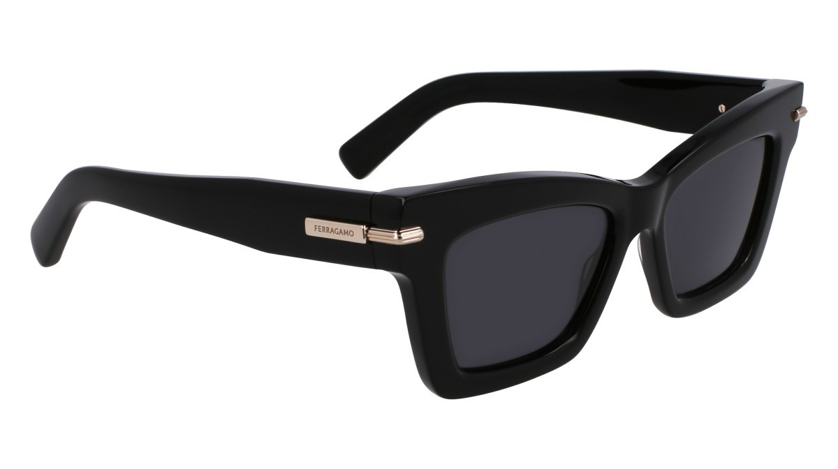 Sunglasses Salvatore Ferragamo SF2031S (001) color black shape rectangle lenses solid grey