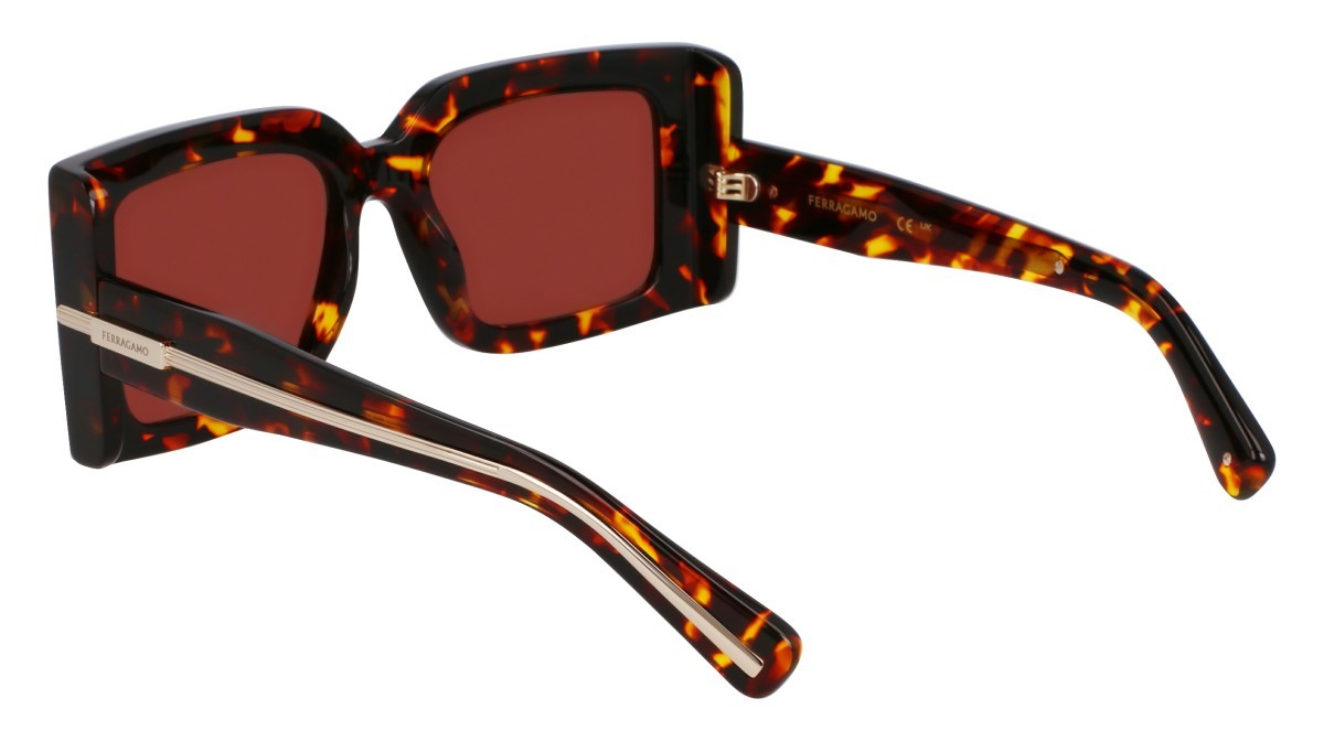 Sonnenbrillen Salvatore Ferragamo SF2032S (242) farbe dark tortoise form rechteckig gläser solid red wine