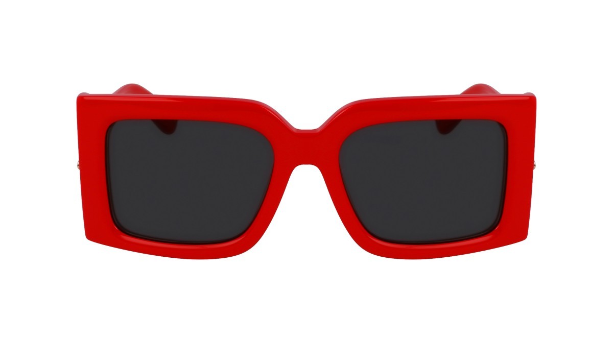 Sonnenbrillen Salvatore Ferragamo SF2032S (600) farbe red form rechteckig gläser solid grey