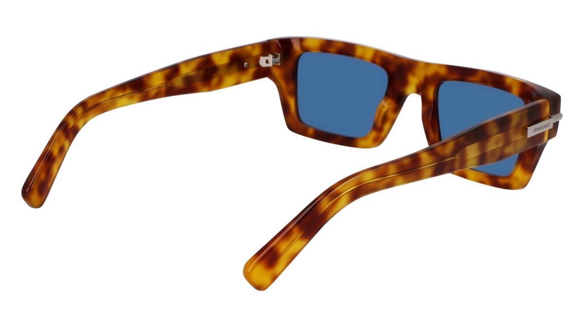Sunglasses Salvatore Ferragamo SF2034S (212) color blonde tortoise shape rectangle lenses solid petrol
