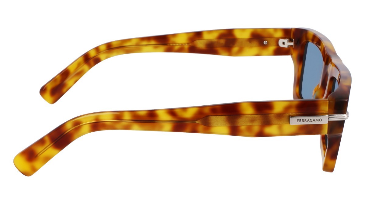 Sunglasses Salvatore Ferragamo SF2034S (212) color blonde tortoise shape rectangle lenses solid petrol