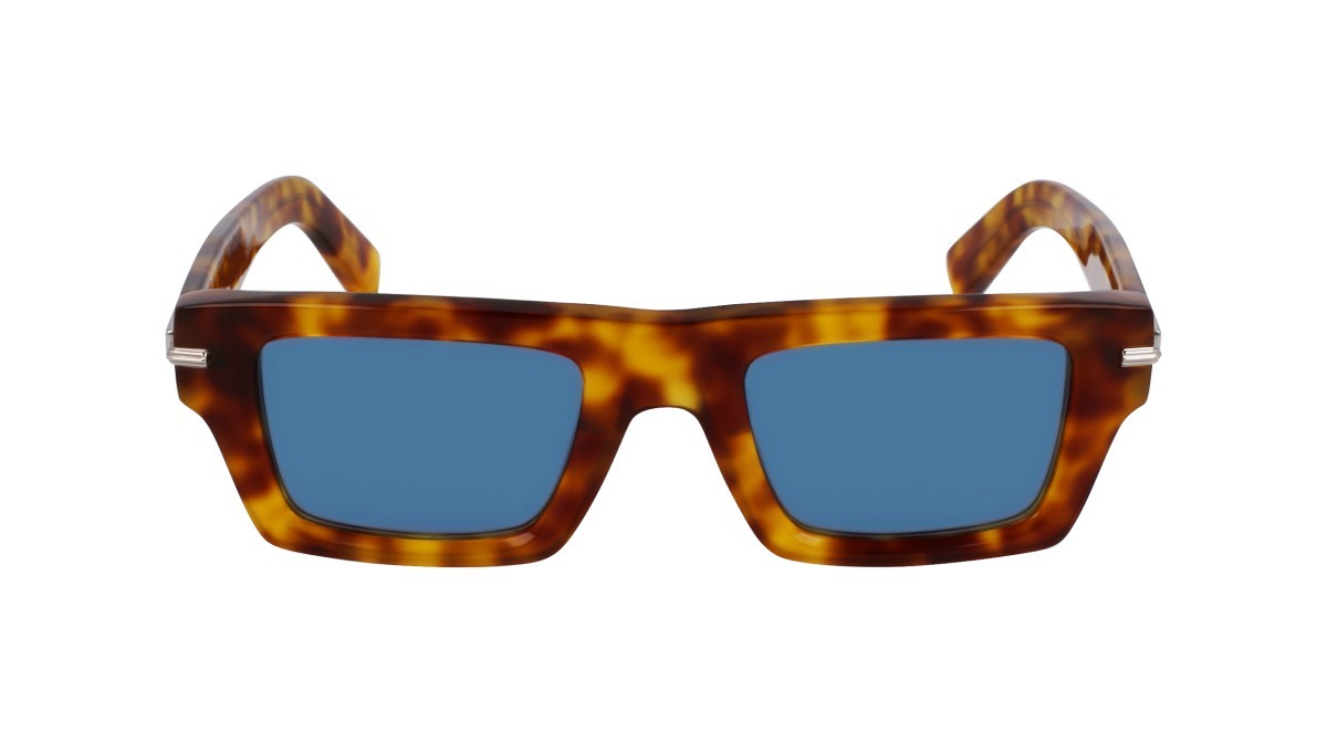 Sunglasses Salvatore Ferragamo SF2034S (212) color blonde tortoise shape rectangle lenses solid petrol