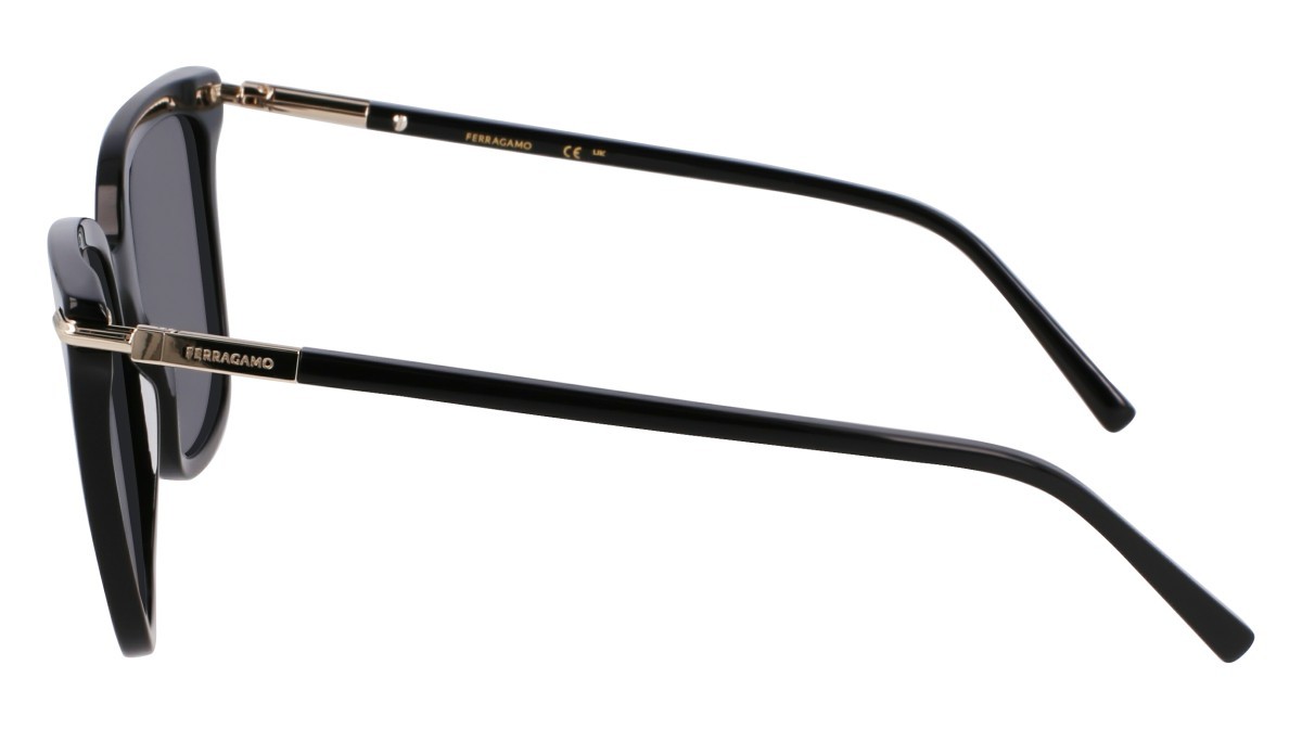 Sunglasses Salvatore Ferragamo SF2037S (001) color black shape butterfly lenses solid grey