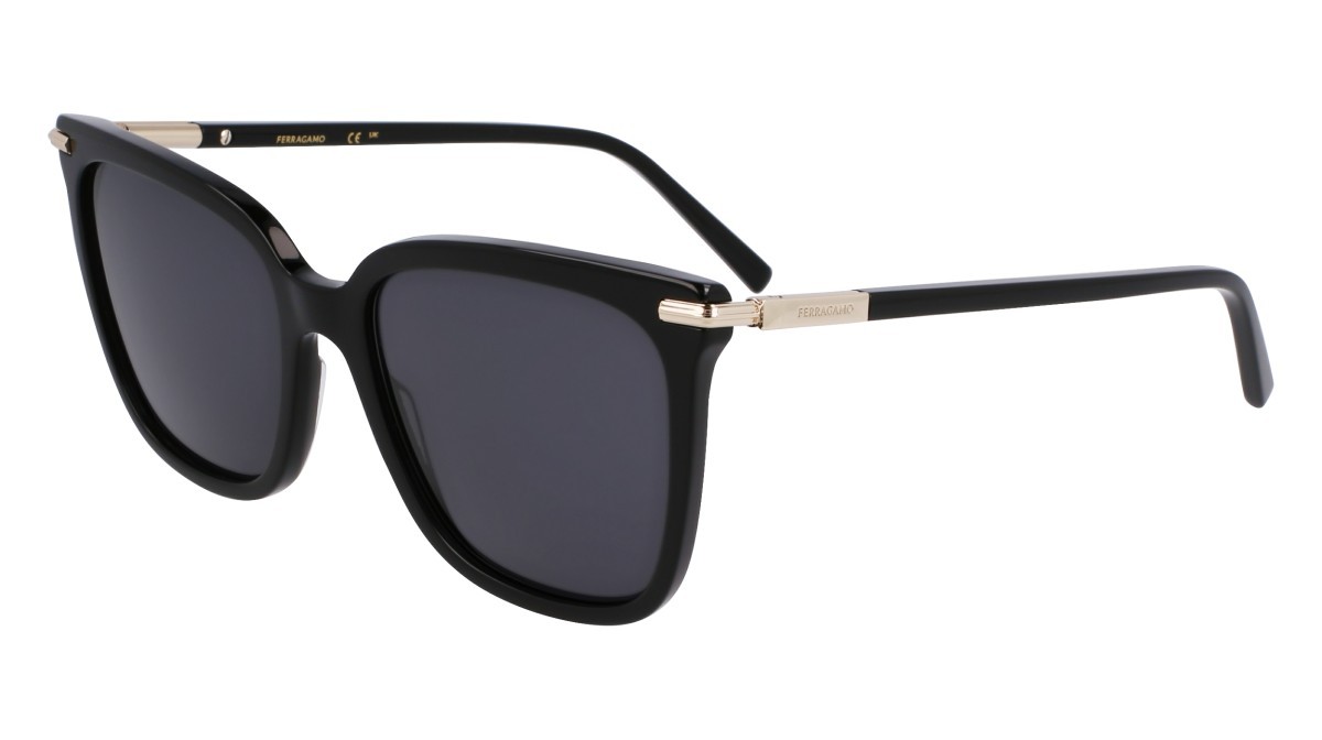 Sunglasses Salvatore Ferragamo SF2037S (001) color black shape butterfly lenses solid grey