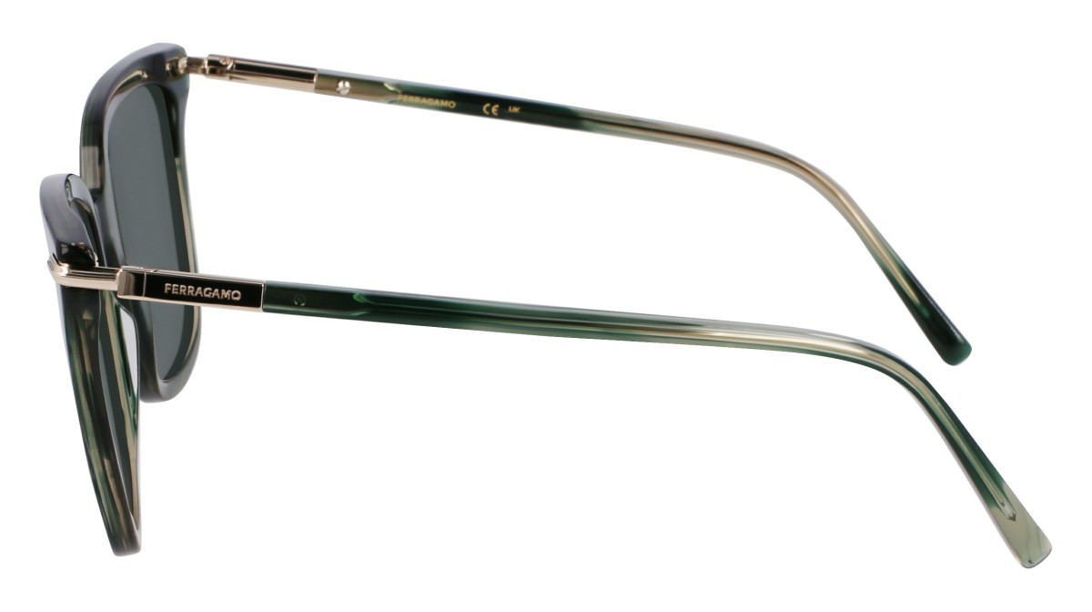 Sunglasses Salvatore Ferragamo SF2037S (315) color striped green shape butterfly lenses solid green