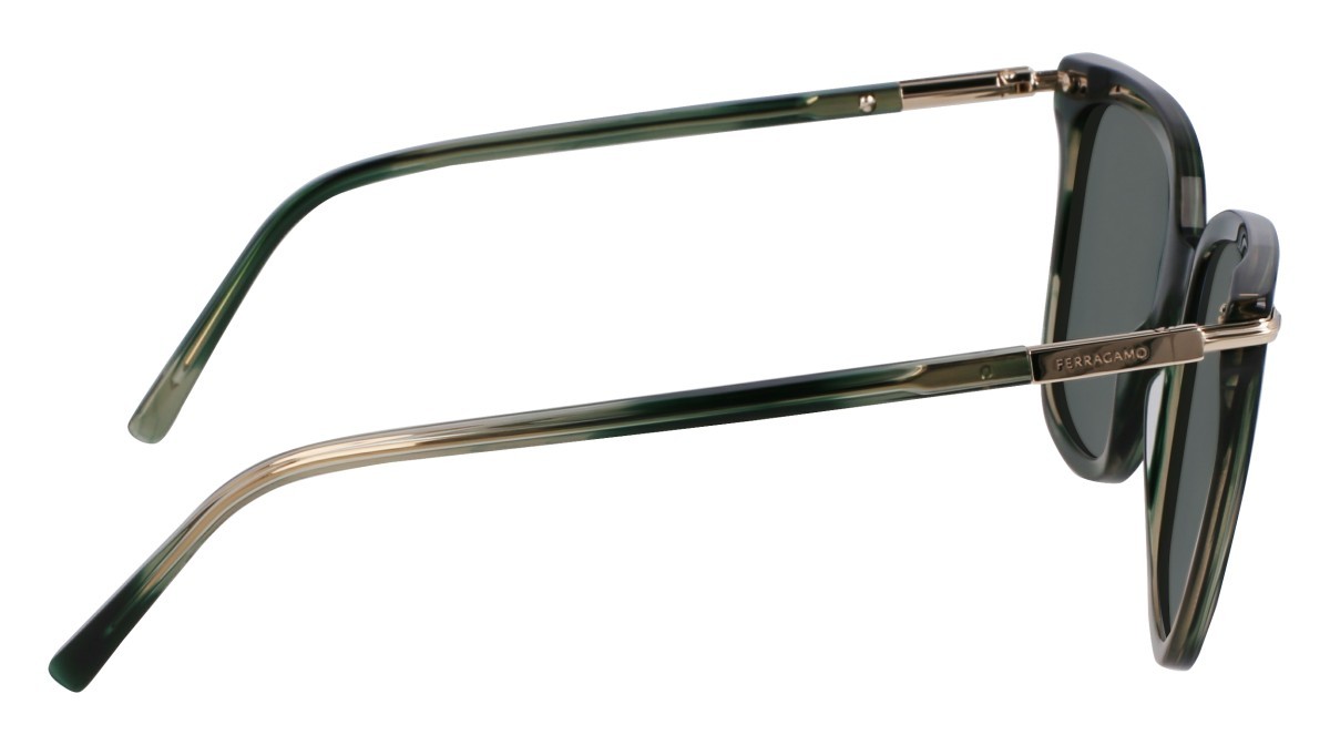 Sunglasses Salvatore Ferragamo SF2037S (315) color striped green shape butterfly lenses solid green