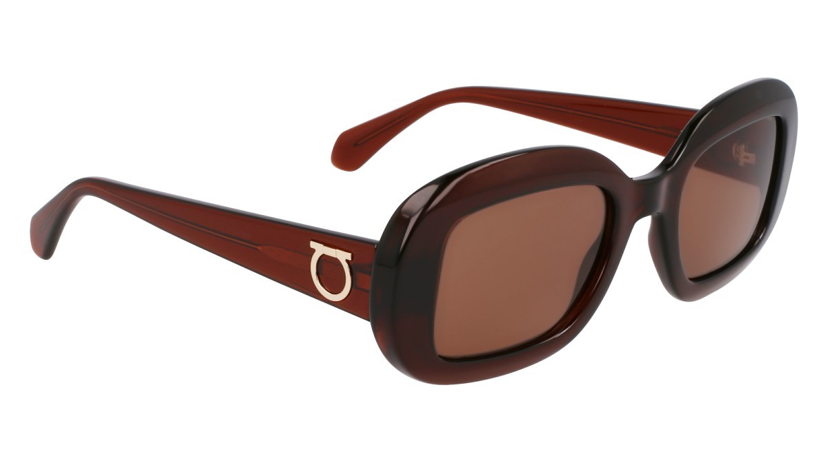 Sonnenbrillen Salvatore Ferragamo SF2038SE (232) farbe transparent brown form oval gläser solid brown
