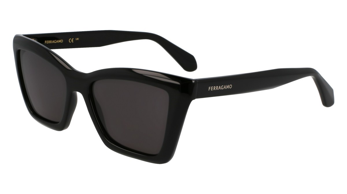 Sonnenbrillen Salvatore Ferragamo SF2039SE (001) farbe black form rechteckig gläser solid grey