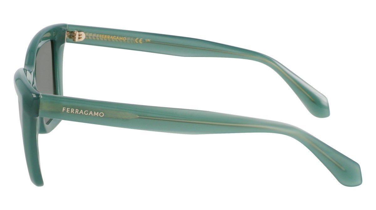 Sonnenbrillen Salvatore Ferragamo SF2039SE (339) farbe opaline green form rechteckig gläser solid green