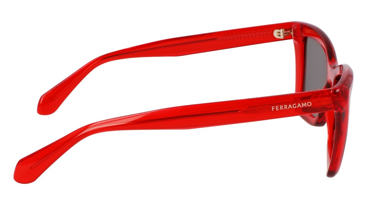 Sonnenbrillen Salvatore Ferragamo SF2039SE (616) farbe transparent red form rechteckig gläser solid grey