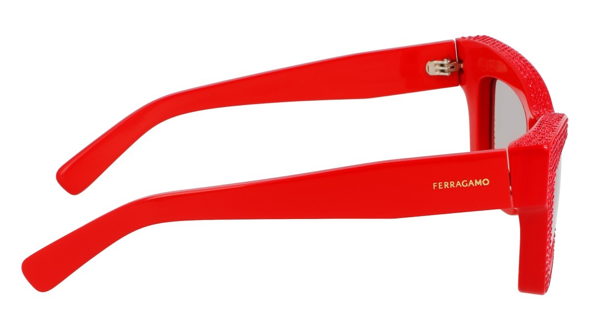 Sonnenbrillen Salvatore Ferragamo SF2045SR (600) farbe red form rechteckig gläser gradient light grey/beige