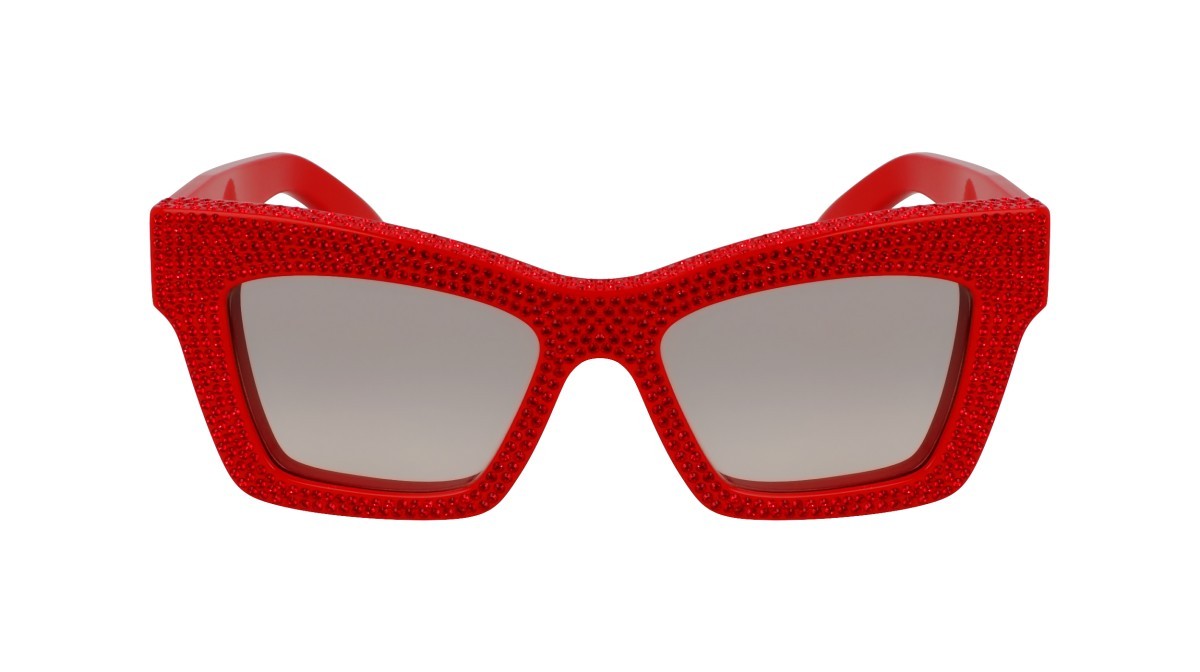 Sonnenbrillen Salvatore Ferragamo SF2045SR (600) farbe red form rechteckig gläser gradient light grey/beige