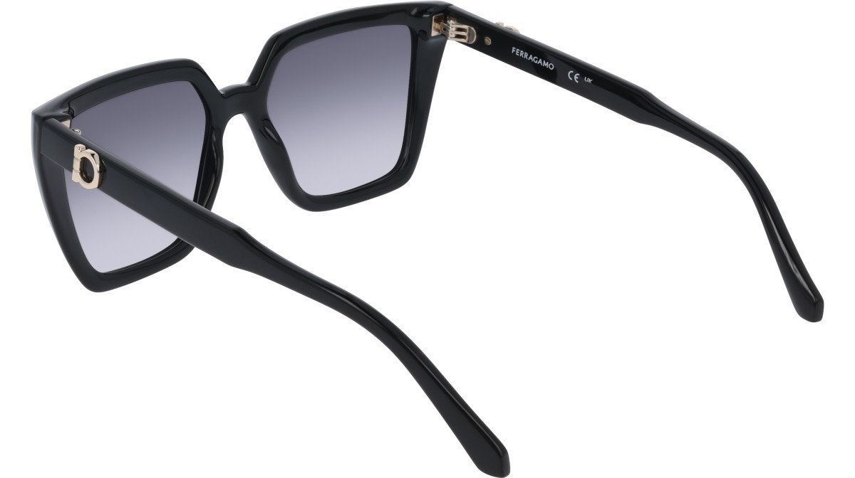 Sunglasses Salvatore Ferragamo SF2058SE (001) color black shape rectangle lenses gradient grey