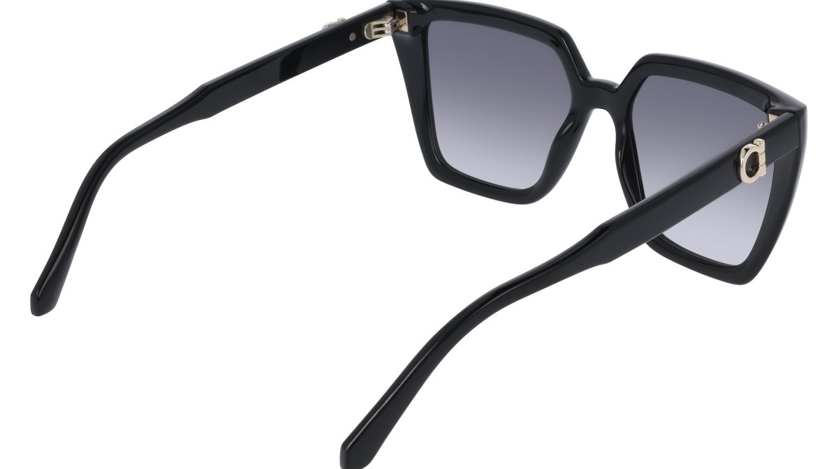 Sunglasses Salvatore Ferragamo SF2058SE (001) color black shape rectangle lenses gradient grey