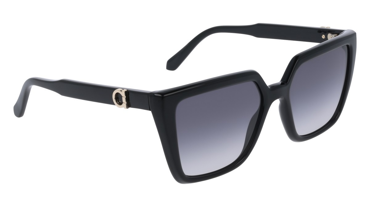 Sunglasses Salvatore Ferragamo SF2058SE (001) color black shape rectangle lenses gradient grey