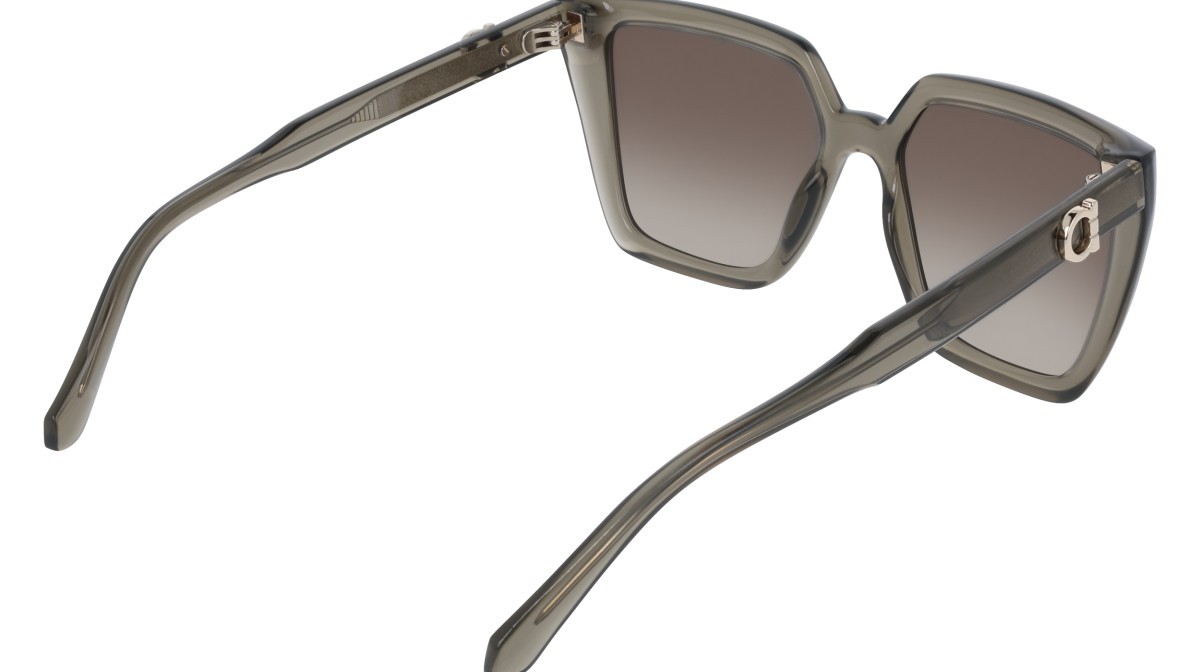 Sunglasses Salvatore Ferragamo SF2058SE (320) color transparent khaki shape rectangle lenses gradient grey brown