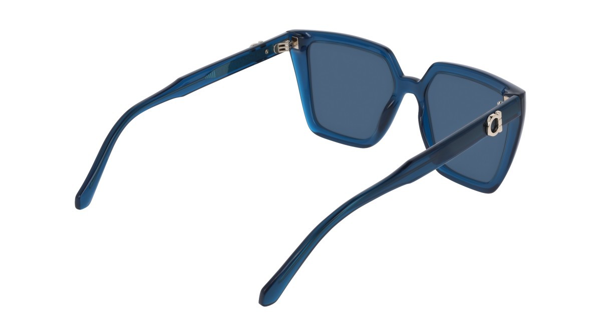 Sunglasses Salvatore Ferragamo SF2058SE (432) color transparent blue shape rectangle lenses solid blue