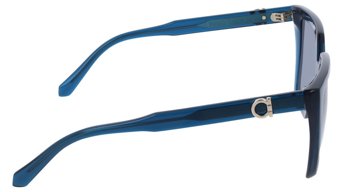 Sunglasses Salvatore Ferragamo SF2058SE (432) color transparent blue shape rectangle lenses solid blue