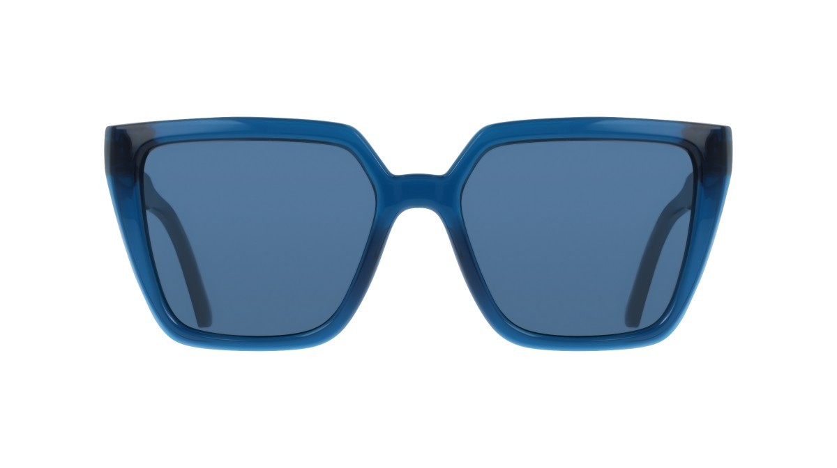 Sunglasses Salvatore Ferragamo SF2058SE (432) color transparent blue shape rectangle lenses solid blue