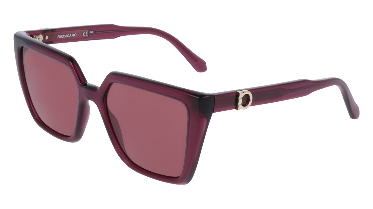 Sunglasses Salvatore Ferragamo SF2058SE (612) color transparent burgundy shape rectangle lenses solid purple