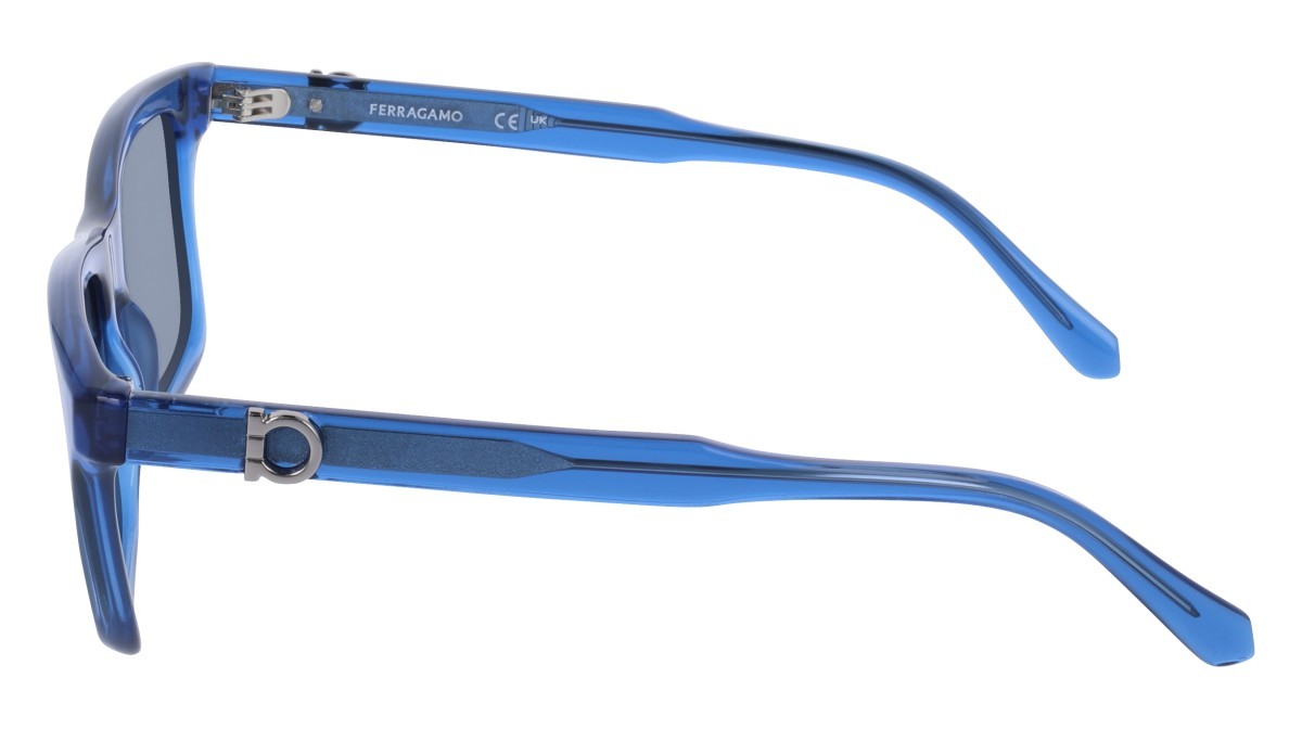 Sunglasses Salvatore Ferragamo SF2060SE (439) color transparent dark blue shape rectangle lenses solid blue