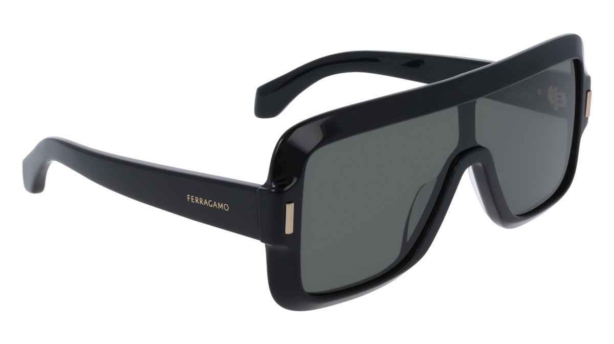 Occhiali da sole Salvatore Ferragamo SF2061SE (001) colore black forma mask lenti solid grey