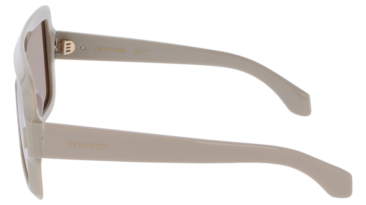Sunglasses Salvatore Ferragamo SF2061SE (259) color beige shape mask lenses solid brown