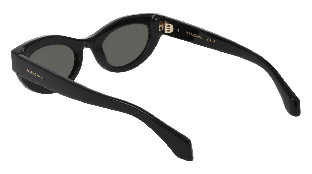 Sunglasses Salvatore Ferragamo SF2062SE (001) color black shape cat eye lenses solid grey